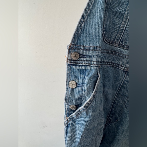 Y2K Abercrombie & Fitch Dark Wash Denim Distressed Overalls Retro - Picture 3 of 9